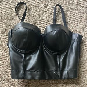 Faux leather corset top